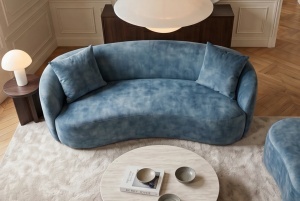 CANAPEA LIVING SEMIROTUNDA ELEMENTS, 180CM, 2 LOCURI, DIN LEMN SI MATERIAL CATIFEA, CULOARE PETROL, INVICTA INTERIOR - Img 3