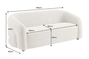CANAPEA LIVING, VOGUE 200CM, 3 LOCURI, MATERIAL CHENILLE BEJ, ARTIM GROUP SELECTION - Img 2