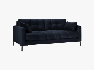 CANAPEA MAMAIA, 2 LOCURI, 152 CM, ALBASTRU INCHIS 89/NEGRU, TAPITERIE DIN CATIFEA, DESIGN DEOSEBIT - Img 2