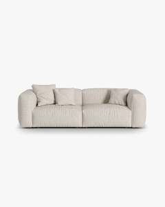 CANAPEA MARTINA, CU 3 LOCURI, BEJ, 244 CM, CU TAPITERIE DIN TEXTIL BOUCLE MONET, MICADONI