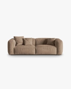 CANAPEA MARTINA, CU 3 LOCURI, BEJ INCHIS, 244 CM, CU TAPITERIE DIN TEXTIL CATIFEA VOGUE, MICADONI