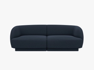 CANAPEA MILEY, CU 2 LOCURI, ALBASTRU INCHIS, CU TAPITERIE DIN TEXTIL BOUCLE BALOO, MICADONI