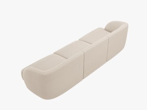 CANAPEA MILEY, CU 3 LOCURI, BEJ, CU TAPITERIE DIN TEXTIL BOUCLE BALOO, MICADONI - Img 3