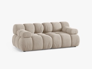 CANAPEA MODULARA BELLIS, CU 2 LOCURI, BEJ INCHIS, CU TAPITERIE DIN CATIFEA BLUVEL, MICADONI - Img 2