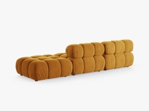 CANAPEA MODULARA BELLIS, PE DREAPTA, GALBEN, CU TAPITERIE DIN CATIFEA VENUS, MICADONI - Img 3