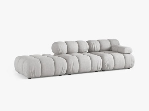 CANAPEA MODULARA BELLIS, PE STANGA, GRI DESCHIS, CU TAPITERIE DIN TEXTIL STRUCTURAT LIBERTY, MICADONI - Img 2