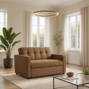 CANAPEA RABATABILA, ARTIM MEBLE, REALIZAT DIN MATERIAL TEXTIL MARO SI METAL, STIL MODERN - Img 2