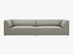 CANAPEA RUBY, CU 4 LOCURI, GRI DESCHIS, CU TAPITERIE DIN CATIFEA REIATA MATA SCALA, MICADONI - Img 2