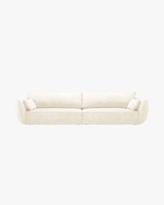 CANAPEA SPATIOASA SI CONFORTABILA KAELLE, 248 CM, CU 4 LOCURI, BEJ DESCHIS, CU TAPITERIE DIN TEXTIL CHENILLE OVER THE HORIZON, MICADONI