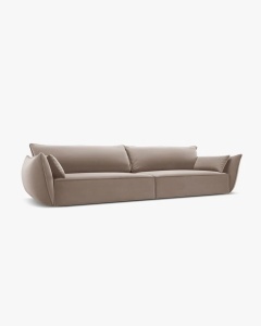 CANAPEA SPATIOASA SI CONFORTABILA KAELLE, 248 CM, CU 4 LOCURI, CAPPUCCINO, CU TAPITERIE DIN TEXTIL CATIFEA BLUVEL, MICADONI - Img 2