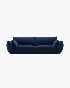 CANAPEA SPATIOASA SI CONFORTABILA KAELLE, CU 3 LOCURI, ALBASTRU ROYAL, 208 CM, CU TAPITERIE DIN TEXTIL CATIFEA BLUVEL, MICADONI