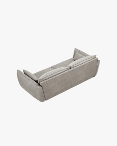 CANAPEA SPATIOASA SI CONFORTABILA KAELLE, CU 3 LOCURI, GRI DESCHIS, 208 CM, CU TAPITERIE DIN TEXTIL CHENILLE OVER THE HORIZON, MICADONI - Img 3