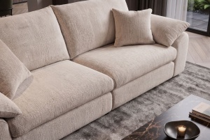 CANAPEA SUPER CONFORTABILA SOHO 260CM, 4 LOCURI, REALIZATA DIN LEMN DE PIN SI MATERIAL TEXTIL, CULOARE BEJ, INVICTA INTERIOR - Img 2