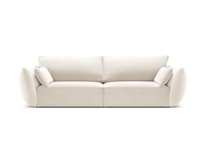 CANAPEA VANDA, CREM, REALIZATA DIN LEMN, CATIFEA SI METAL, CU 2 PERNE, STIL MODERN - Img 2