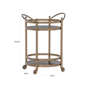 CARUCIOR PENTRU SERVIRE HENDRICKS, 212944, AURIU, CONFECTIONAT DIN ALUMINIU, METAL SI STICLA, STIL MODERN - Img 4