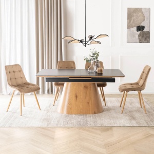 CEL MAI MIC PRET!!!MASA EXTENSIBILA 160-200CM, ARTIM MEBLE, REALIZATA DIN METAL, LEMN SI MDF, CERAMICA, CULOARE NEGRU/STEJAR, STIL MODERN - Img 6