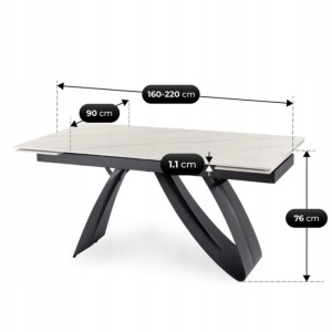 CEL MAI MIC PRET!!!MASA EXTENSIBILA 160-220CM, ARTIM MEBLE, REALIZATA DIN METAL SI CERAMICA, CULOARE MARMURA ALBA/NEGRU, STIL MODERN - Img 8