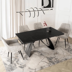 CEL MAI MIC PRET!!!MASA EXTENSIBILA 160-220CM, ARTIM MEBLE, REALIZATA DIN METAL SI CERAMICA, CULOARE MARMURA NEAGRA/NEGRU, STIL MODERN - Img 2