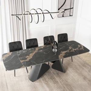 CEL MAI MIC PRET!!!MASA EXTENSIBILA 160-240CM, ARTIM MEBLE, REALIZATA DIN METAL SI CERAMICA, CULOARE MARMURA NEAGRA/NEGRU, STIL MODERN - Img 3