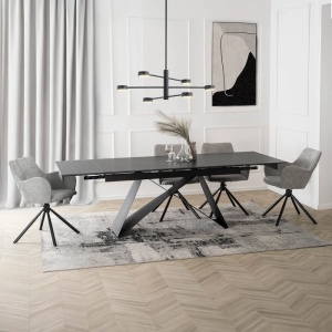 CEL MAI MIC PRET!!!MASA EXTENSIBILA 160-240CM, ARTIM MEBLE, REALIZATA DIN METAL SI CERAMICA, CULOARE MARMURA NEAGRA/NEGRU, STIL MODERN - Img 2
