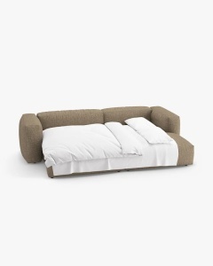 COLTAR CU 2 LOCURI, MARTINA, PE DREAPTA, 280 CM, CAPPUCCINO, TAPITAT CU TAPITERIE DIN TEXTIL BOUCLE MONET, MICADONI - Img 4