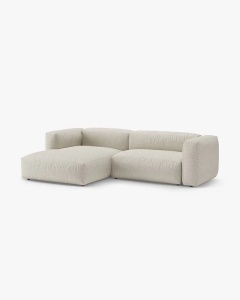 COLTAR CU 2 LOCURI, MARTINA, PE STANGA, 280 CM, BEJ, TAPITAT CU TAPITERIE DIN TEXTIL BOUCLE MONET, MICADONI - Img 2