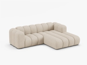 COLTAR CU 3 LOCURI LUPIN 230, PE DREAPTA, BEJ, CU TAPITERIE DIN TEXTIL BOUCLE BALOO, MICADONI - Img 2