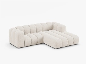 COLTAR CU 3 LOCURI LUPIN 230, PE DREAPTA, BEJ DESCHIS, CU TAPITERIE DIN TEXTIL CHENILLE EDEN, MICADONI - Img 2