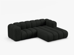 COLTAR CU 3 LOCURI LUPIN 230, PE DREAPTA, NEGRU, CU TAPITERIE DIN TEXTIL BOUCLE BALOO, MICADONI - Img 2