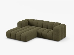 COLTAR CU 3 LOCURI LUPIN 230, PE STANGA, VERDE, CU TAPITERIE DIN TEXTIL CHENILLE EDEN, MICADONI - Img 2