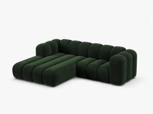 COLTAR CU 3 LOCURI LUPIN 230, PE STANGA, VERDE SMARALD, CU TAPITERIE DIN CATIFEA VENUS, MICADONI - Img 2