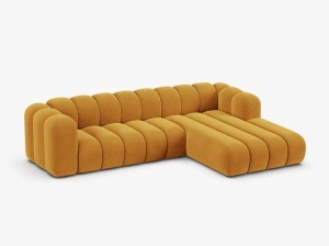 COLTAR CU 4 LOCURI LUPIN 288, PE DEAPTA, GALBEN, CU TAPITERIE DIN CATIFEA VENUS, MICADONI - Img 2