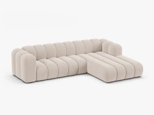 COLTAR CU 4 LOCURI LUPIN 288, PE DREAPTA, BEJ DESCHIS, CU TAPITERIE DIN CATIFEA VENUS, MICADONI - Img 2