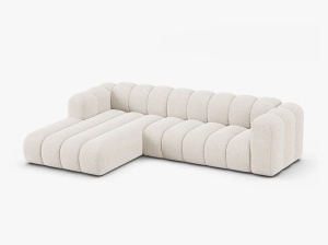 COLTAR CU 4 LOCURI LUPIN 288, PE STANGA, BEJ DESCHIS, CU TAPITERIE DIN TEXTIL CHENILLE EDEN, MICADONI - Img 2