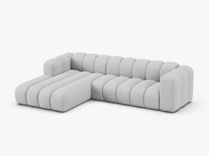COLTAR CU 4 LOCURI LUPIN 288, PE STANGA, GRI DESCHIS, CU TAPITERIE DIN TEXTIL BOUCLE BALOO, MICADONI - Img 2