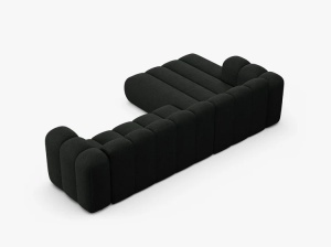 COLTAR CU 4 LOCURI LUPIN 288, PE STANGA, NEGRU, CU TAPITERIE DIN TEXTIL BOUCLE BALOO, MICADONI - Img 4