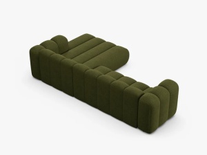 COLTAR CU 4 LOCURI LUPIN 288, PE STANGA, VERDE CU TAPITERIE DIN TEXTIL BOUCLE BALOO, MICADONI - Img 4