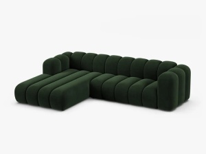 COLTAR CU 4 LOCURI LUPIN 288, PE STANGA, VERDE SMARALD, CU TAPITERIE DIN CATIFEA VENUS, MICADONI - Img 2