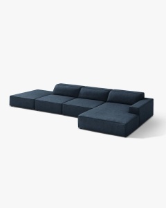 COLTAR CU 5 LOCURI JODIE, PE DREAPTA, 341X162 CM, ALBASTRU INCHIS, TAPITAT CU TAPITERIE DIN TEXTIL BOUCLE BALOO, MICADONI - Img 3