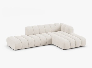 COLTAR CU 5 LOCURI LUPIN 230, PE DREAPTA, BEJ DESCHIS, CU TAPITERIE DIN CHENILLE EDEN, MICADONI - Img 2