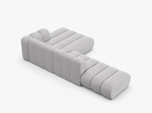 COLTAR CU 5 LOCURI LUPIN 230, PE DREAPTA, GRI DESCHIS, CU TAPITERIE DIN TEXTIL BOUCLE BALOO, MICADONI - Img 4