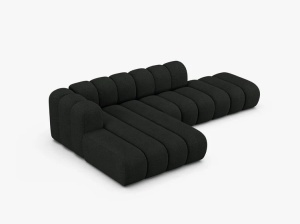 COLTAR CU 5 LOCURI LUPIN 230, PE STANGA, NEGRU, CU TAPITERIE DIN TEXTIL BOUCLE BALOO, MICADONI - Img 3