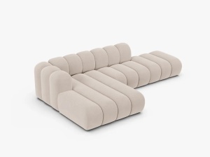 COLTAR CU 5 LOCURI LUPIN 294, PE STANGA, BEJ DESCHIS, CU TAPITERIE DIN CATIFEA VENUS, MICADONI - Img 3
