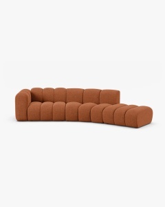 COLTAR CU 5 LOCURI, LUPIN, 335, PE DREAPTA, CARAMIZIU, CU TAPITERIE DIN TEXTIL CHENILLE EDEN, MICADONI