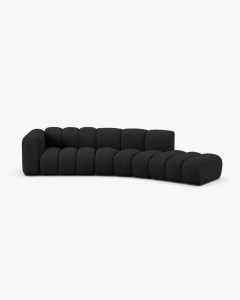 COLTAR CU 5 LOCURI, LUPIN, 335, PE DREAPTA, NEGRU, CU TAPITERIE DIN TEXTIL BOUCLE BALOO, MICADONI