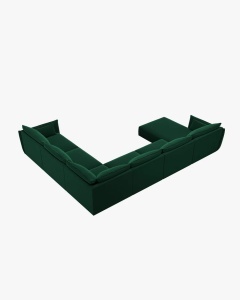 COLTAR CU 8 LOCURI, KAELLE, PE DREAPTA, 384 CM, VERDE SMARALD, TAPITAT CU TAPITERIE DIN TEXTIL CATIFEA BLUVEL, MICADONI - Img 3