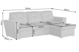 COLTAR CU SPATIU DE DEPOZITARE, APARTMENT 245CM, 3 LOCURI, REALIZAT DIN MATERIAL TEXTIL, DE CULOARE BEJ, ARTIM GROUP - Img 3