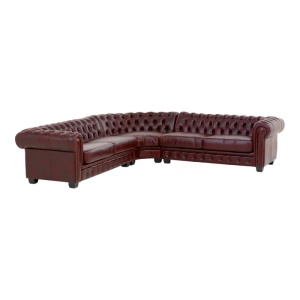 COLTAR DE LUX CHESTERFIELD 294x294CM, DIN PIELE NATURALA, CULOARE ROSIE, ARTIM SELECTION - Img 4