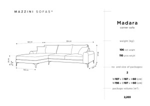 COLTAR ELEGANT STANGA 254CM, MADARA 5 LOCURI, DIVERSE CULORI, MATERIAL TEXTIL, ARTIM GROUP COLLECTION - Img 4