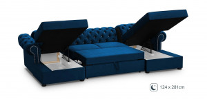 COLTAR EXTENSIBIL 348CM VALENTINO U ALBASTRU, DIN STOFA DE CALITATE SUPERIOARA - Img 5